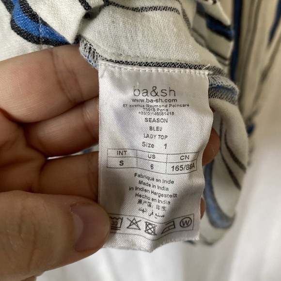 Ba&sh Women’s Striped blouses Cotton Blue White Lady 1 - Picture 8 of 15